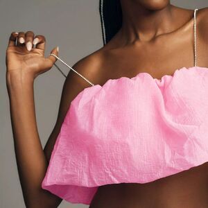 NWT Anthropologie Maeve Diamond-Strap Crop Top Pink Size Small